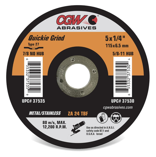 CGW Abrasives Quickie Grind Zirconia 1/4" Griding Wheels