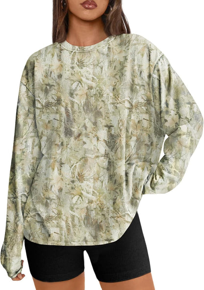 Big & Tall Clothing - Women's Oversized Long Sleeve T-Shirt Basic Crewneck Tee Fall Casual Top