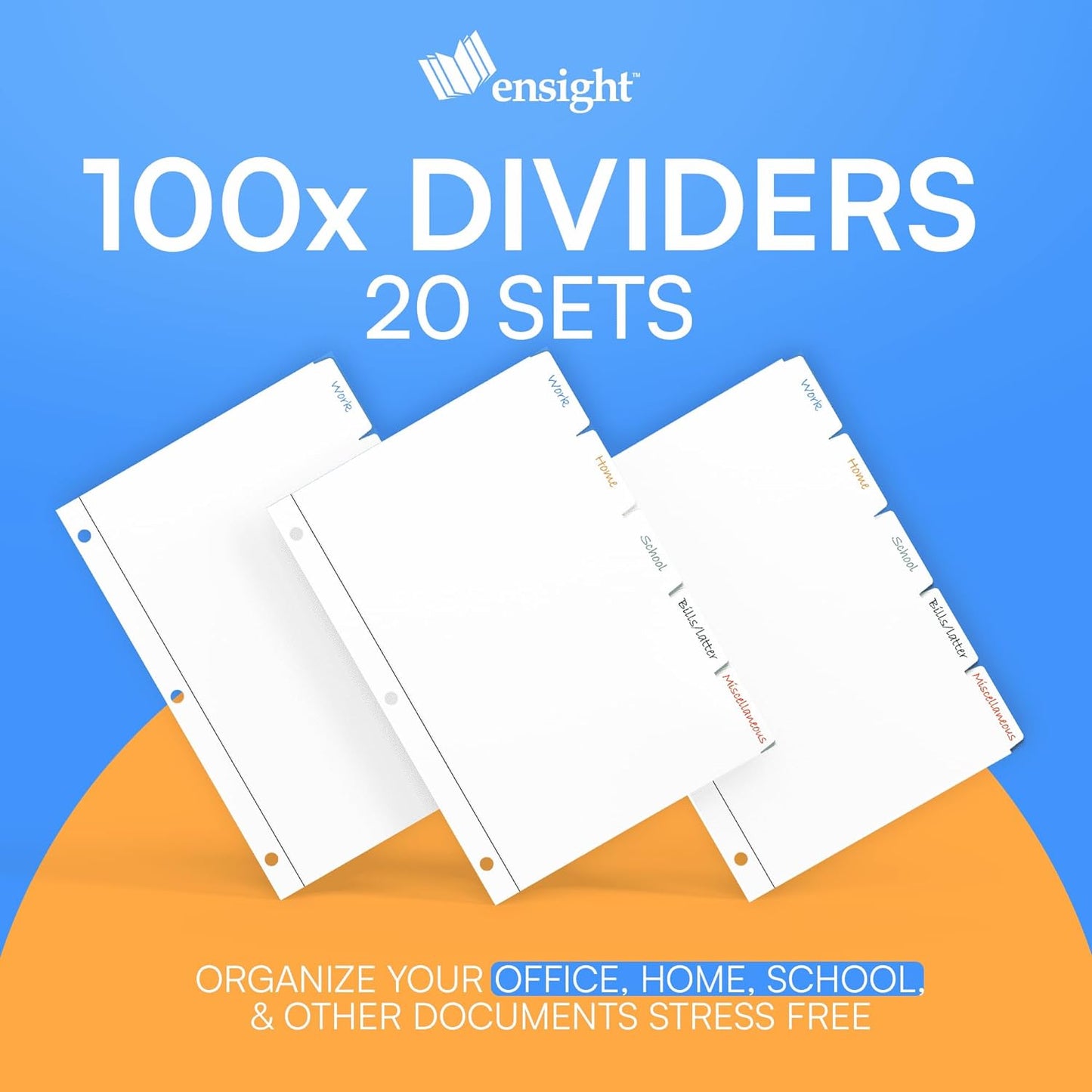 Ensight 3 Ring Page Dividers, binder dividers