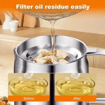 Stainless Steel Oil Filter Pot with Fine Mesh Strainer & Fry Basket – Grease Container for Kitchen Cooking Oil Storage