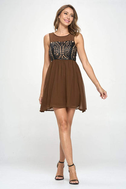 Women's Sleeveless Laser-Cut Fit and Flare Dress | Apparel | Kitchen + Metal
