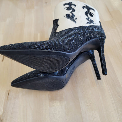 INC Shoe Size 8 Black & Cream Western Bling Bootie NWT