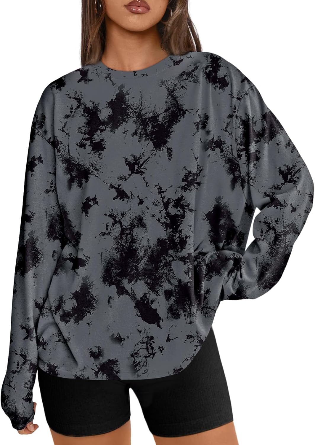 Big & Tall Clothing - Women's Oversized Long Sleeve T-Shirt Basic Crewneck Tee Fall Casual Top