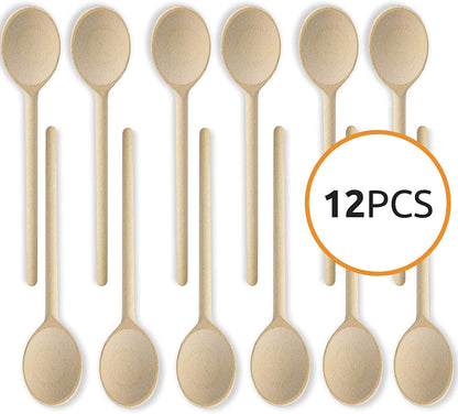 Mr. Woodware - Wooden Kitchen Spoons 10 Inch – Set of 12 | Spoons | Kitchen + Metal