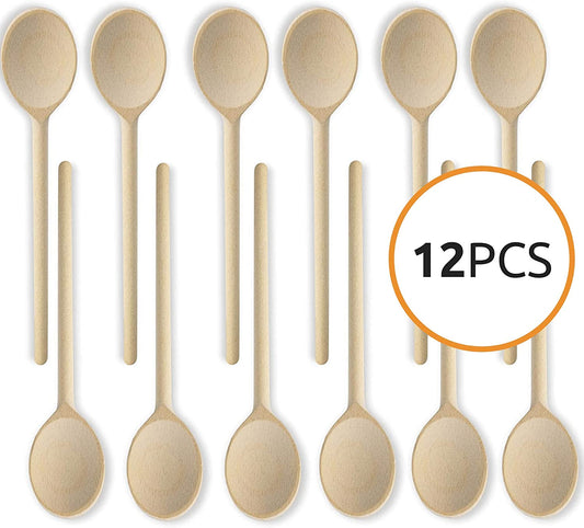 Mr. Woodware - Wooden Kitchen Spoons 10 Inch – Set of 12 | Spoons | Kitchen + Metal