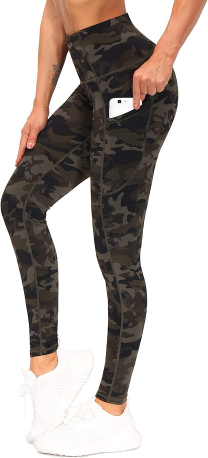 Women's High Waisted Yoga Leggings with Pockets - Thick Tummy Control Workout Pants