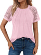 Women's Summer Lace Top Short Sleeve Business Casual Blouse