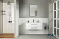 Nova 36" White Floating Bathroom Vanity with Porcelain Top & Black Hardware