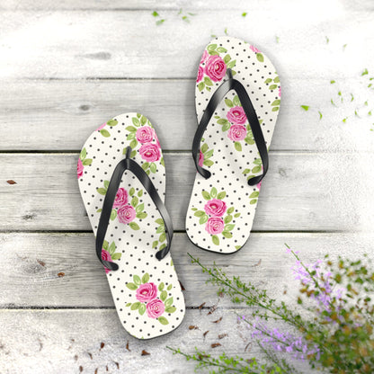 Customizable: Floral Flip Flops, Comfortable Summer Sandals, Beach Footwear, Gift for Vacation, Floral Patterns