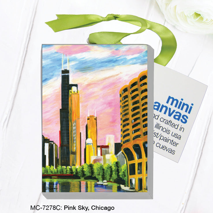 Pink Sky, Chicago, Mini Canvas (MC-7278C)