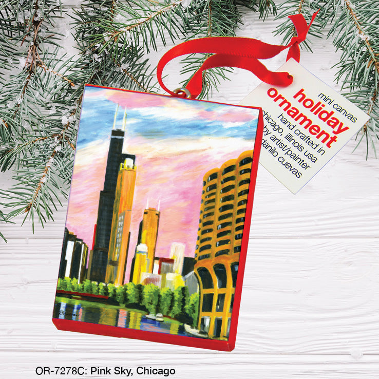 Pink Sky, Chicago, Ornament (OR-7278C)