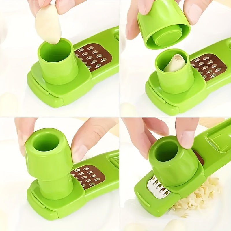multi image of garlic green press