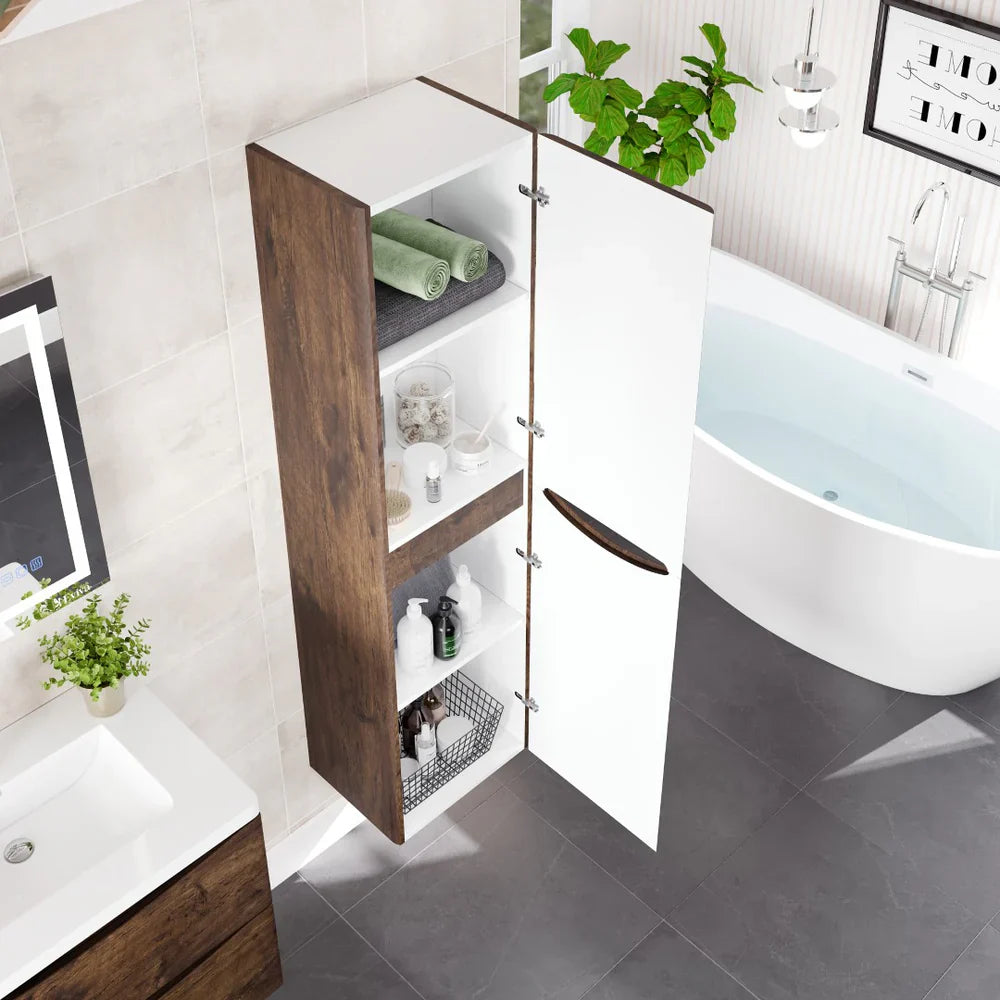 Eviva Smile 16" W x 15" D Rosewood Wall-Mounted Linen Cabinet (EVCB15-16RSWD)