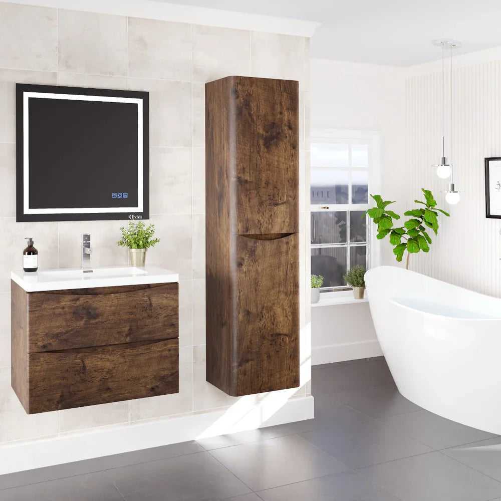 Eviva Smile 16" W x 15" D Rosewood Wall-Mounted Linen Cabinet (EVCB15-16RSWD)