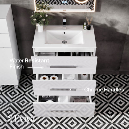 Eviva Libra Bath Vanity with Porcelain Top and Integrated Sink