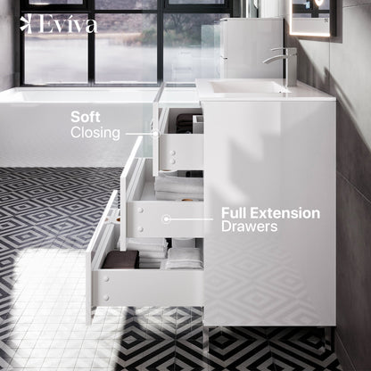 Eviva Libra Bath Vanity with Porcelain Top and Integrated Sink