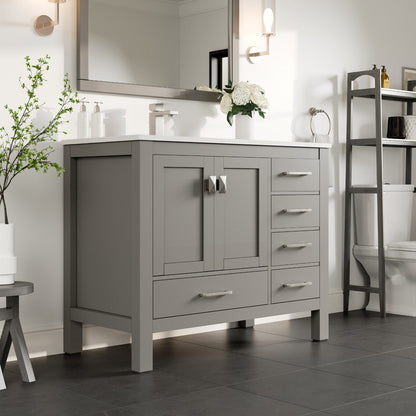 Eviva London Bath Vanity with Carrara Quartz Top and Undermount Porcelain Sink (20"-60")