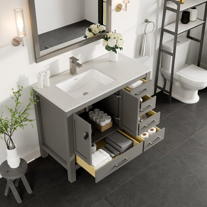 Eviva London Bath Vanity with Carrara Quartz Top and Undermount Porcelain Sink (20"-60")