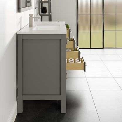 Eviva London Bath Vanity with Carrara Quartz Top and Undermount Porcelain Sink (20"-60")