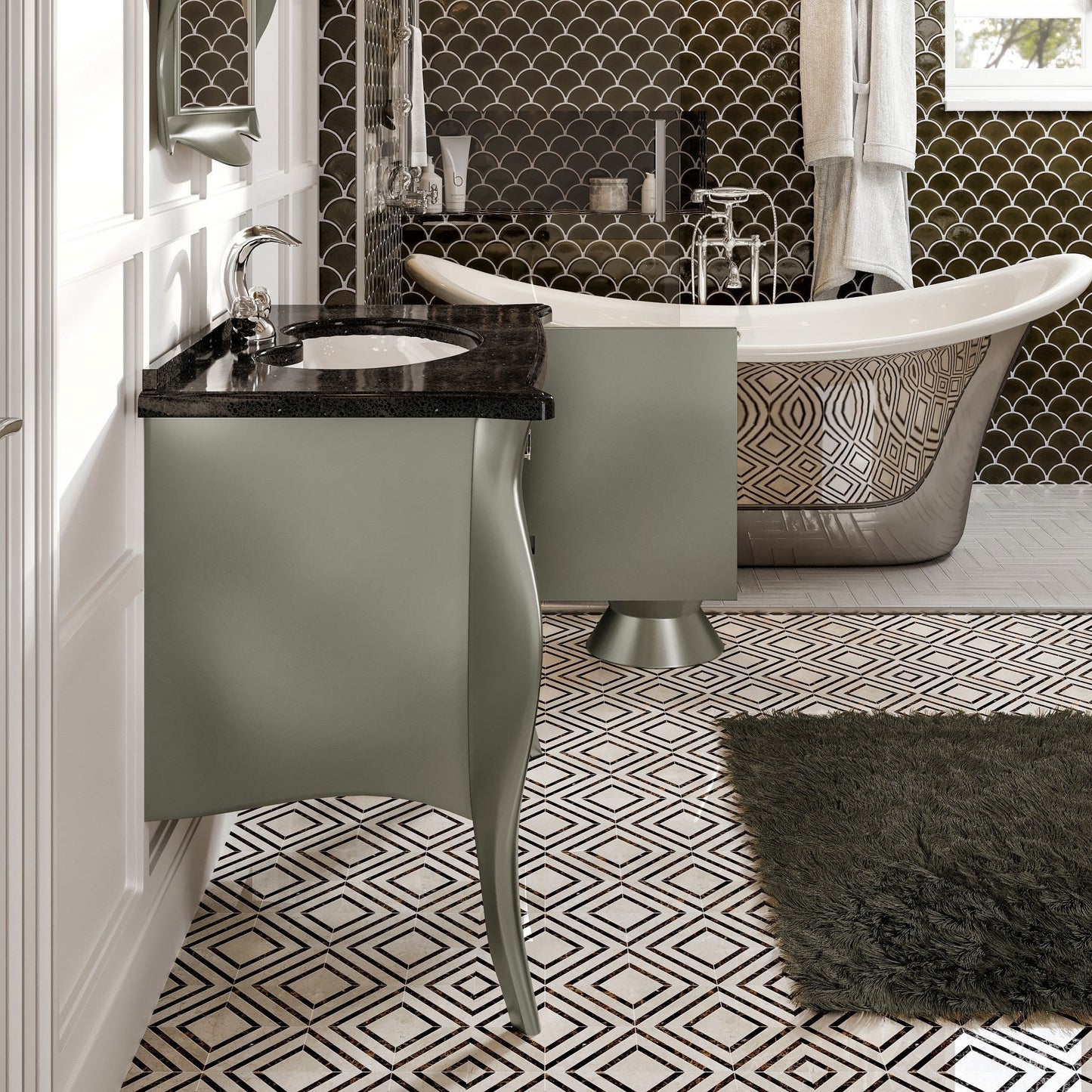 Eviva Ritz Bath Vanity with Granite Top and Undermount Porcelain Sink