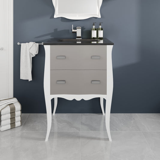 Eviva Aranjuez Bath Vanity with Tempered Glass Top and Integrated Sink (24"-32")
