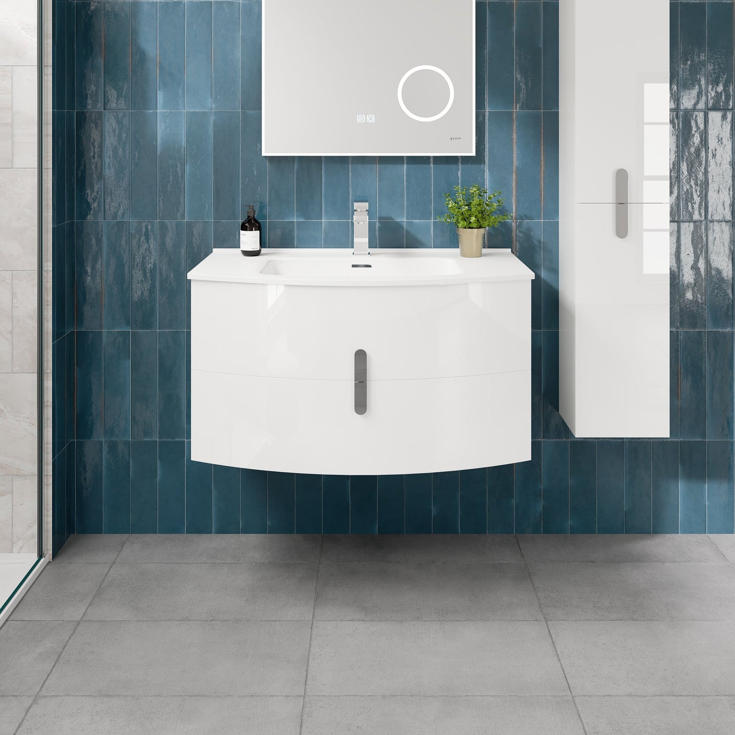 Eviva Cali 40 in. White Wall Mount Single Sink Bath Vanity with Porcelain Top and Integrated Sink