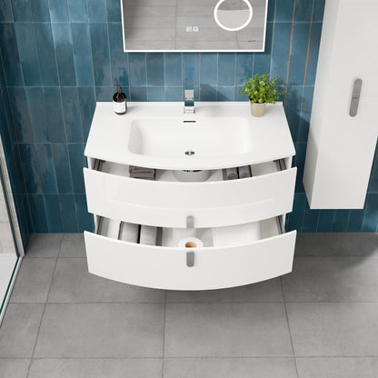 Eviva Cali 40 in. White Wall Mount Single Sink Bath Vanity with Porcelain Top and Integrated Sink