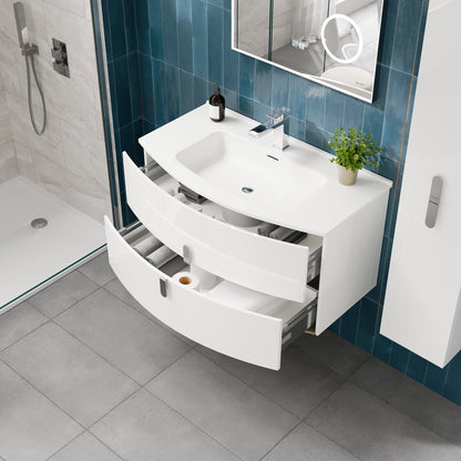 Eviva Cali 40 in. White Wall Mount Single Sink Bath Vanity with Porcelain Top and Integrated Sink