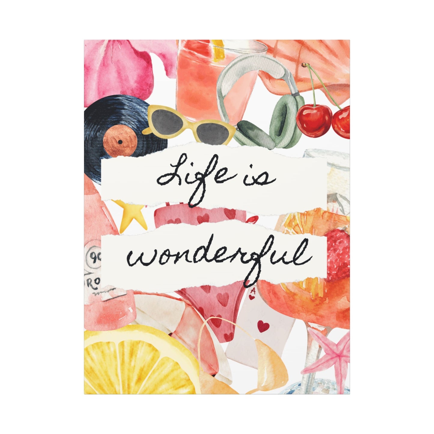 Life is Wonderful Canvas Wall Art, Colorful Decor, Inspirational Gift, Home Display, Summery Wall Art, Motivational Print