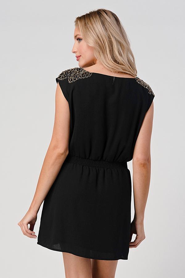 Embellished Shoulder Mini Dress – Timeless Elegance | Apparel | Kitchen + Metal