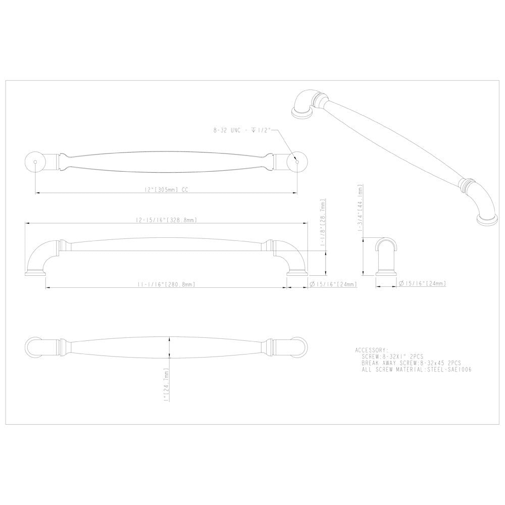 96 mm Center-to-Center Satin Nickel Chesapeake Cabinet Pull