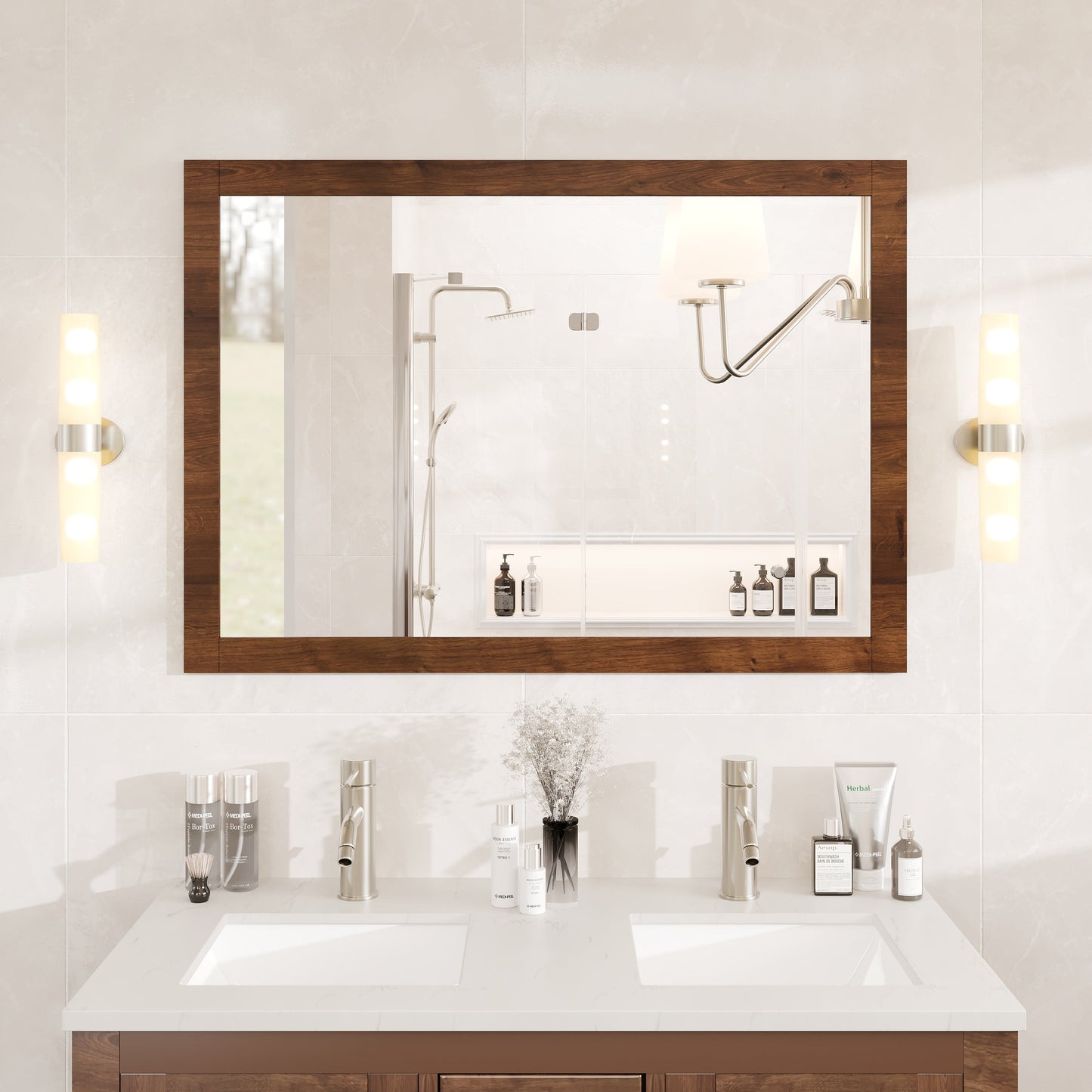 Eviva Sun Wooden Framed Mirror