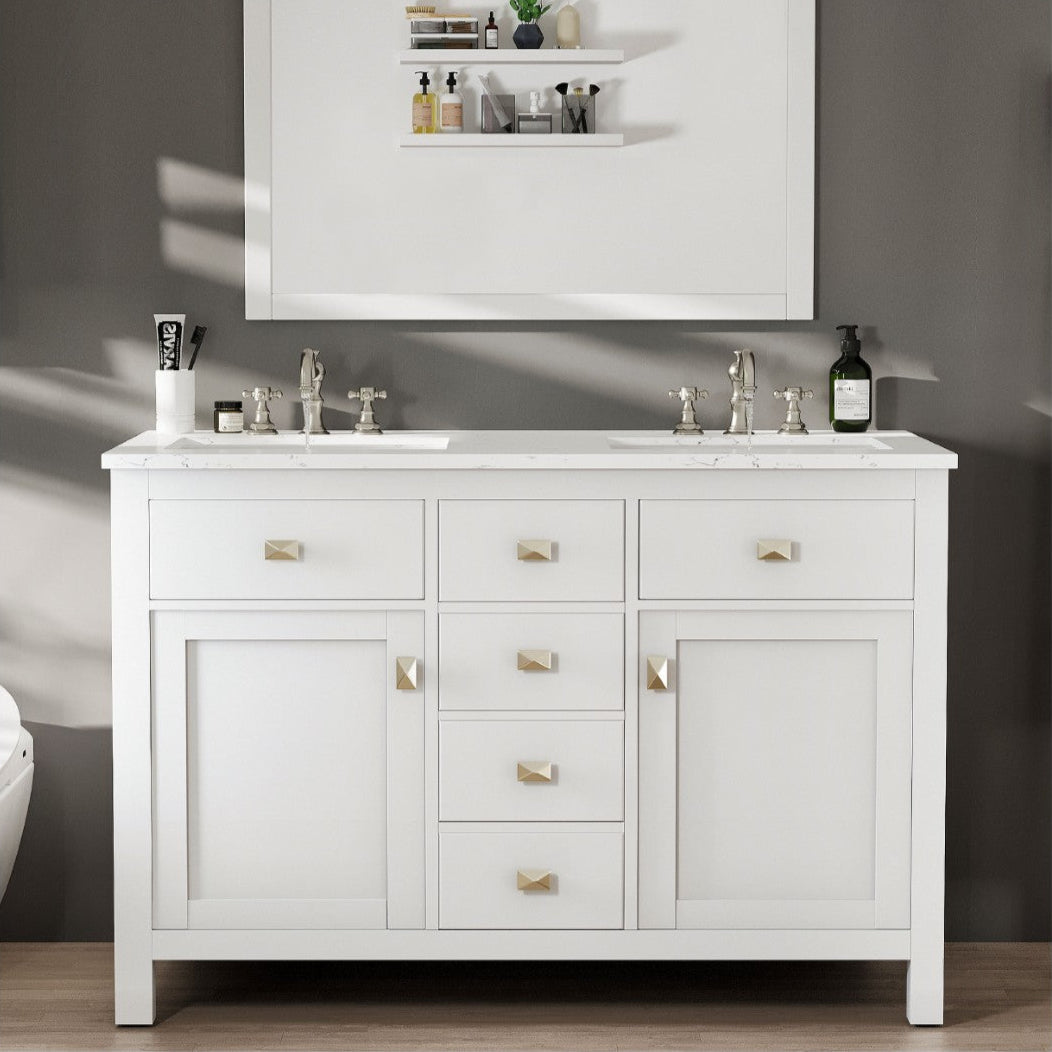 Eviva Artemis Bath Vanity with Engineered Stone Top & Undermount Porcelain Sink (42"-72")