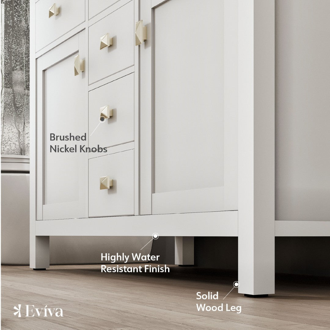 Eviva Artemis Bath Vanity with Engineered Stone Top & Undermount Porcelain Sink (42"-72")