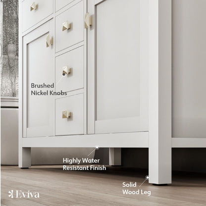 Eviva Artemis Bath Vanity with Engineered Stone Top & Undermount Porcelain Sink (42"-72")