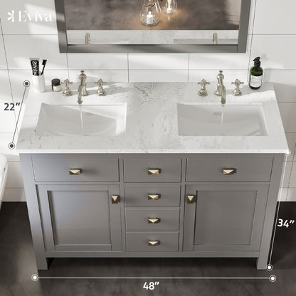 Eviva Artemis Bath Vanity with Engineered Stone Top & Undermount Porcelain Sink (42"-72")