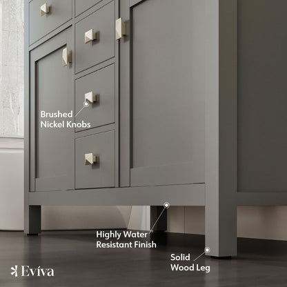 Eviva Artemis Bath Vanity with Engineered Stone Top & Undermount Porcelain Sink (42"-72")