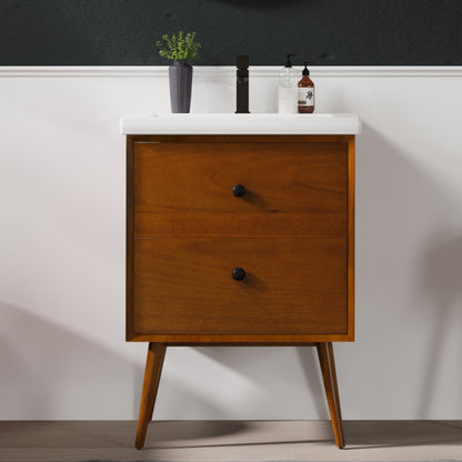 Eviva Caramel Bath Vanity with Porcelain Top and Integrated Sink