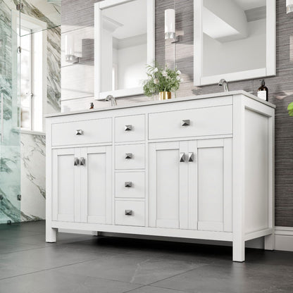 Eviva Memphis Bath Vanity with Carrara Quartz Top and Undermount Porcelain Sinks