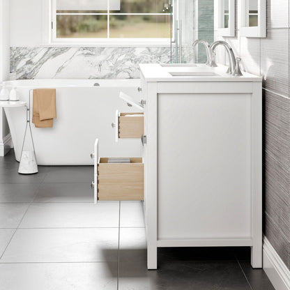 Eviva Memphis Bath Vanity with Carrara Quartz Top and Undermount Porcelain Sinks