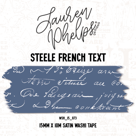 Steele French Text 15mm washi
