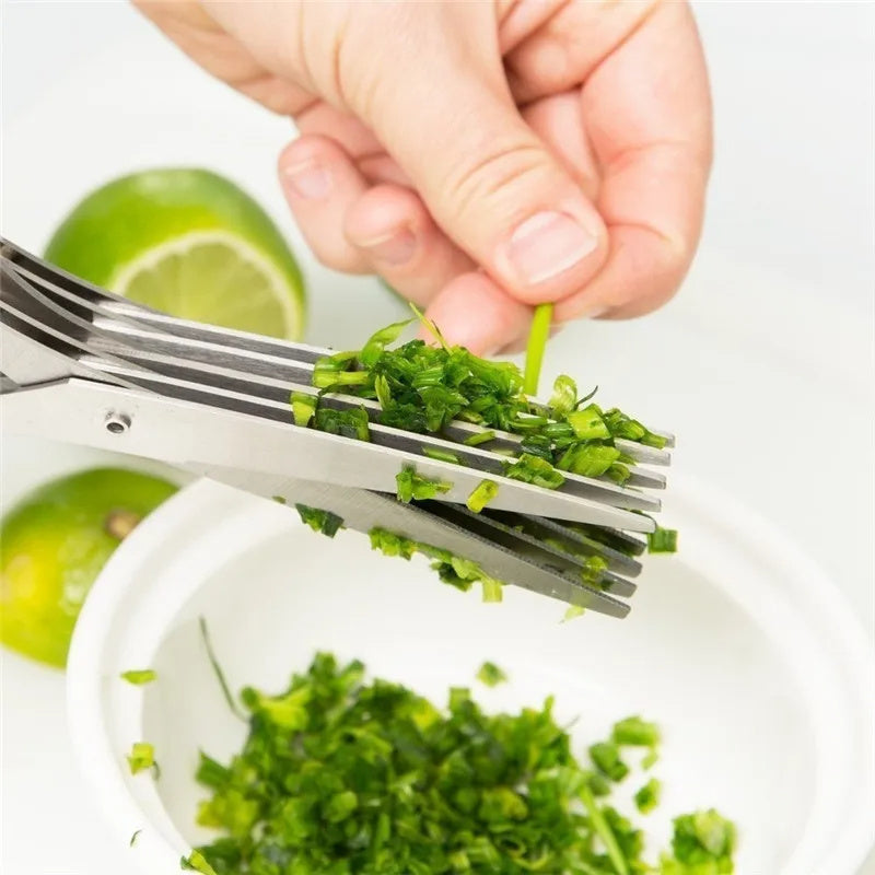 Multifunctional Multi-layer Green Onion Scissors Stainless Steel Onion | Kitchen Accessories | Kitchen + Metal