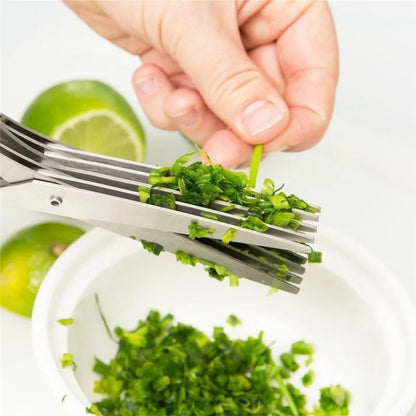 Multifunctional Multi-layer Green Onion Scissors Stainless Steel Onion | Kitchen Accessories | Kitchen + Metal