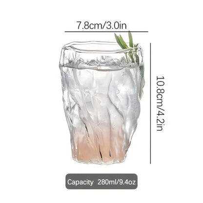 Elegant Tree Pattern Pleated Glass Cups - Set of 1/2/4 | Reusable