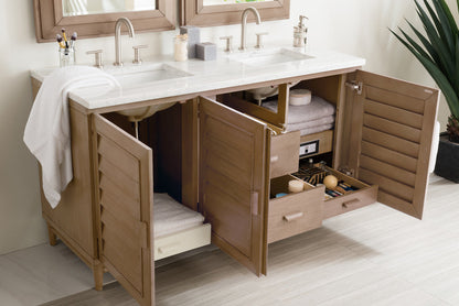 Portland 60" Double Vanity Cabinet, Whitewashed Walnut