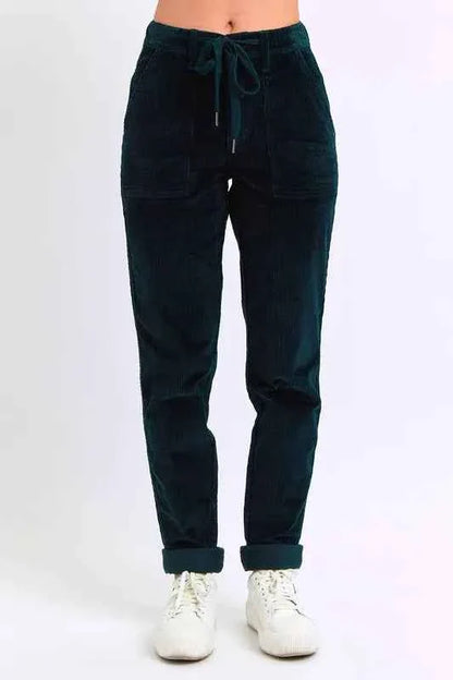 Judy Blue Plus Size Corduroy Casual Pants High Waist Cuffed
