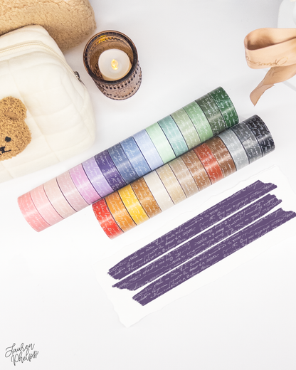 Plum French Text 15mm washi