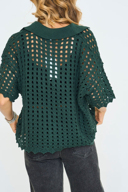 Pointelle Edge Open Stitch Sweater