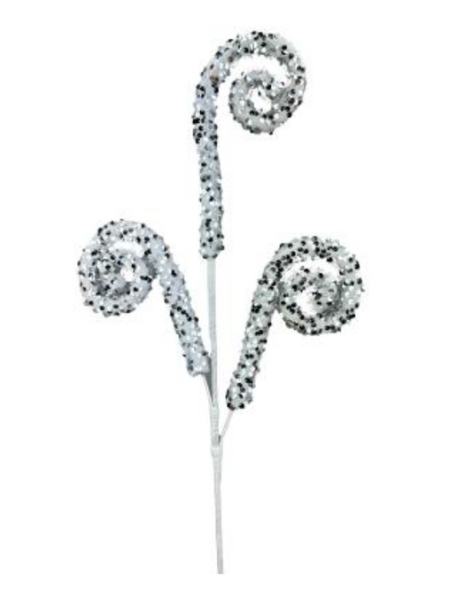 Sequin Spiral Curly Spray H28 white