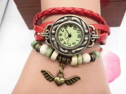 Vintage Heart Bracelet Watch - Casual Flying Pendant Timepiece